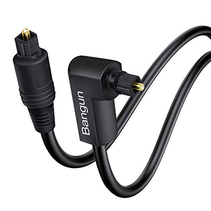 90 Degree Optical Audio Cable 8ft, Slim Digital Audio Optical Cable, SPDIF Toslink Cord, 360 Degree Right Angle Fiber Optic Toslink Cable for Sound Bar, TV, PS4, Xbox, Home Theater - size: 8ft, style: One Right Angle Plug