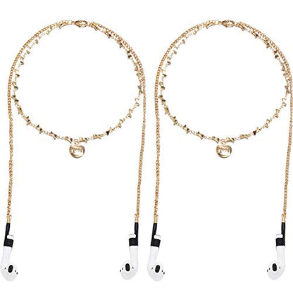 2 Pack Wireless Earphone Holder Chain Strap Ear Hook Anti-Lost Wire Cable Connector Sports Neckband Compatible - color: Love