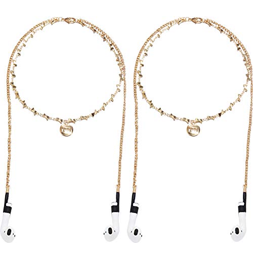 2 Pack Wireless Earphone Holder Chain Strap Ear Hook Anti-Lost Wire Cable Connector Sports Neckband Compatible - color: Love