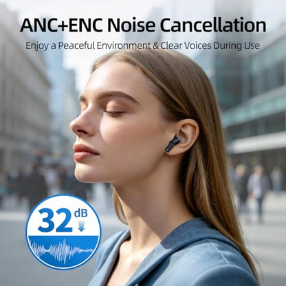 Wireless Earbuds, 100H Bluetooth 5.4 Headphones, ENC+ ANC Noise Cancelling Touch Control True Wireless Bluetooth Ear Buds,Stereo Deep Bass Bluetooth Headset for Sports/Workout/Gym(Blue) - color: Blue