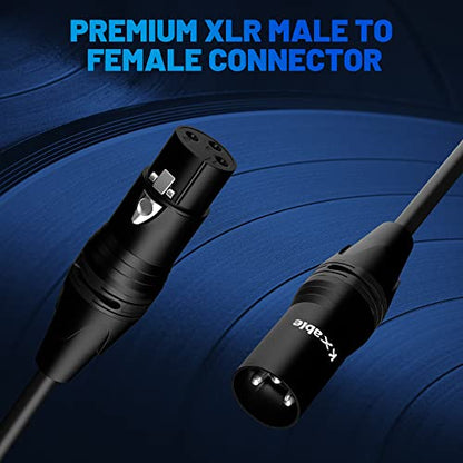 Kxable XLR Microphone Cable 25 Feet, 3 Pin Shielded Balanced Male to Female Mic Cord, Zinc Alloy Shells, OFC, Heavy-Duty Patch Cable for Amplifier, Speaker, Mixer with 5 Cable Ties - size: 25 Feet, style: 1-Pack