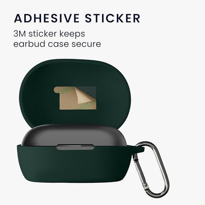 kwmobile Cover for Bose QuietComfort Earbuds Case - Silicone Cover for Earbuds Charging Case - Protective Headphone Holder with Carabiner Clip - Dark Green - color: dark green