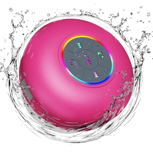 Bluetooth Shower Speaker with LED – Portable Wireless Mini Speaker with Mic & Suction Cup, IPX4 Water Resistant for Shower, Travel, Pool, River Floating, and Outdoor Fun (Plum) - color: Plum