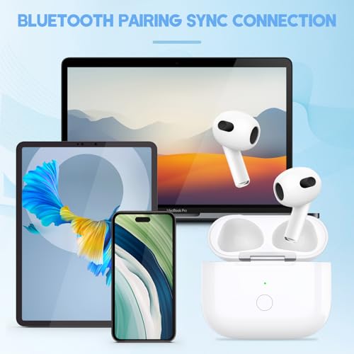 Wireless Charging Case for AirPods 4 Gen USB-C Port with Bluetooth Button，Charger Cases for Airpod 4rd gen Replacement, Support Blue-Tooth Pairing & Sync Button,White (Earbuds Not Included)
