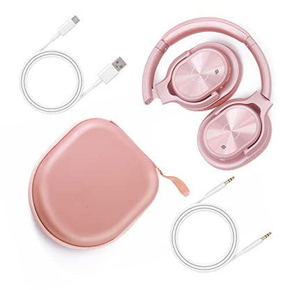 ZIHNIC Active Noise Cancelling Headphones, 40H Playtime Wireless Bluetooth Headset with Deep Bass Hi-Fi Stereo Sound,Comfortable Earpads for Travel/Home/Office (Rose Gold) - color: rose