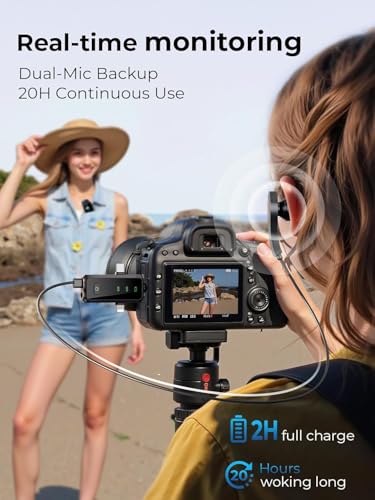 MENERESAS Wireless Microphone for iPhone: 40dB Noise Canceling Mini Mic with 20Hz-20kHz Audio, 328ft Range, 20H Battery, 3-in-1 Lavalier Microphone for Video Recording