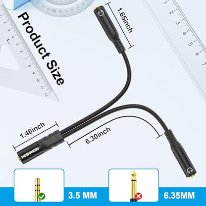 HOSONGIN 3.5mm TRS Female to Dual 3.5mm TRS Female Y Splitter Cable, 1/8 Inch Headphone Aux Splitter for Smartphones, Tablets, Laptops, Amplifiers - 0.6Ft（7.8 inch）