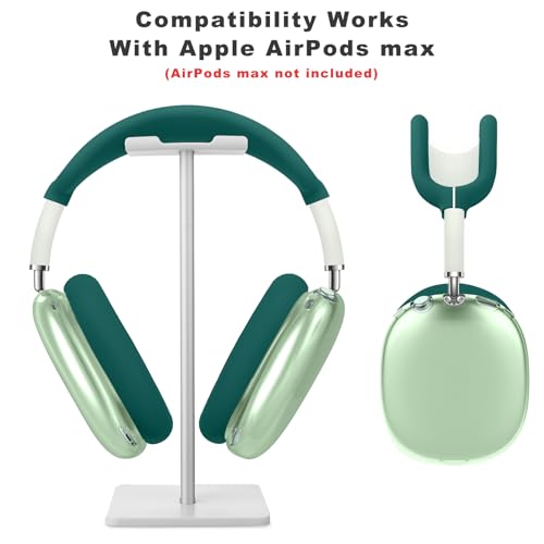 Case Cover for AirPods Max Headphones,Anti-Scratch Ear Pad Case Cover/Ear Cups Cover/Headband Cover/Top Pad Protector,for AirPods Max. Clear Soft TPU and Silicone,Skin Scratch Proof. - color: Dark green