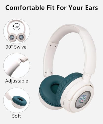 Wireless On-Ear Headphones Bluetooth with Microphone, Lightweight Foldable Wireless Headphones Built-in LED Lights, FM Radio, Micro SD/TF Slot for Travel Home, Green Q9M - color: Green