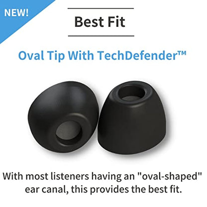 Comply SmartCore Memory Foam Replacement IEM Ear Tips, Oval, Black, Medium - size: Medium, style: Oval