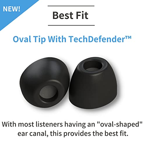 Comply SmartCore Memory Foam Replacement IEM Ear Tips, Oval, Black, Large - size: Large, style: Oval