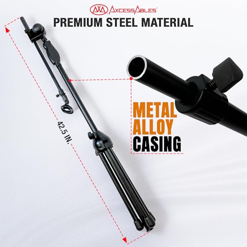 AxcessAbles One-Handed Quick Release Microphone Stand. 74" Height Clutch Adjustment Tripod Mic Stand with 35" Boom Arm. For Singing, Studio and Instruments (1-Pack) - size: 1-Pack