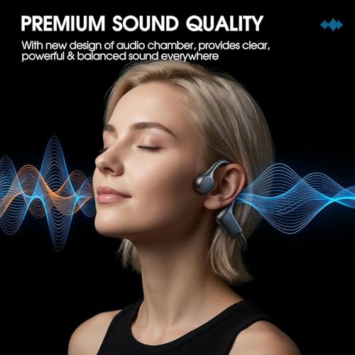 Spinosa Bone Conduction Headphones - Bluetooth 5.4 Open Ear Wireless Headset, 12Hr Battery Life, IPX5 Waterproof - for Sports, Running, Hiking, Cycling - Includes Earplugs