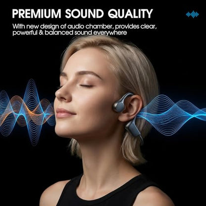 Spinosa Bone Conduction Headphones - Bluetooth 5.4 Open Ear Wireless Headset, 12Hr Battery Life, IPX5 Waterproof - for Sports, Running, Hiking, Cycling - Includes Earplugs