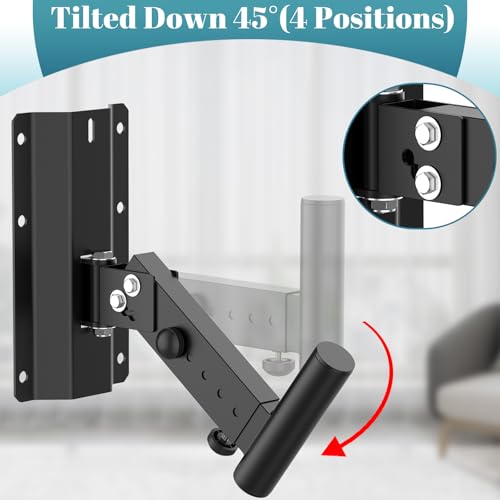 ForoGore Heavy Duty PA Speaker Mount Bracket Support up to 110lbs Adjustable Speaker Mount Extension Arm Swivel & Tilt, 2 Pack Black