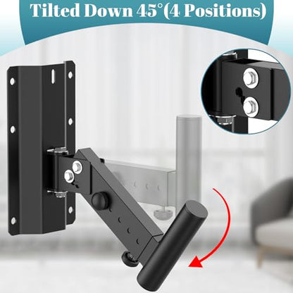 ForoGore Heavy Duty PA Speaker Mount Bracket Support up to 110lbs Adjustable Speaker Mount Extension Arm Swivel & Tilt, 2 Pack Black