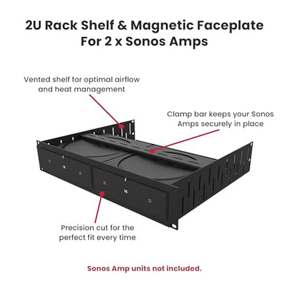 Penn Elcom Custom Media Rack Shelves Compatible with 2 x Sonos Amp Units - size: 2 x Sonos Amp Units