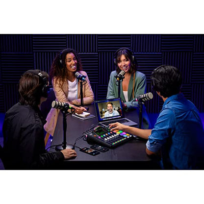 Rode RODECaster Pro II Bundle with 4x Zoom ZDM-1 Podcast Mic Packs — 9-Channel Console with Revolution Preamps and APHEX DSP for Podcasting, Streaming, Broadcasting, Voice Over