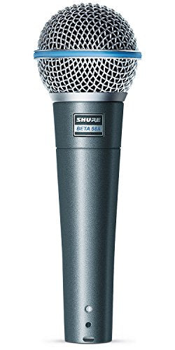 Shure Beta 58A Supercardioid Vocal Microphone & Pig Hog Black & White Woven Mic Cable, 20ft XLR - Bundle