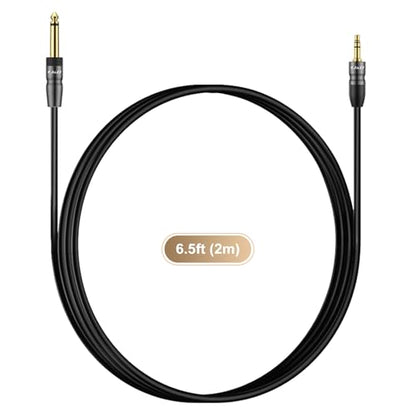 J&D 3.5mm to 6.35mm Stereo Audio Cable 6.5 Feet, 1/8 to 1/4 Cable, 3.5mm TRS Male to 1/4 Male Mono Interconnect Stereo Aux Jack Adapter Cable for Guitar, Bass, Home Theater Devices, Speaker - size: 6.5 Feet (1 Pack)