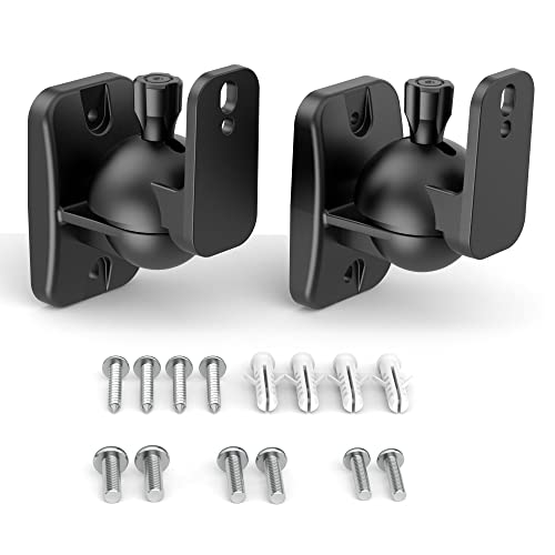 Speaker Wall Mount Brackets - Surround & Bookshelf Speaker Wall Mounts Kit, Holds up to 8 lbs, 2 Pack, Black - color: 2P-Black