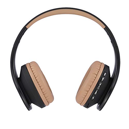 PowerLocus Wireless Bluetooth Over-Ear Stereo Foldable Headphones, Wired Headsets Rechargeable with Built-in Microphone for iPhone, Samsung, LG, iPad (Black/Brown) - color: Black/Brown