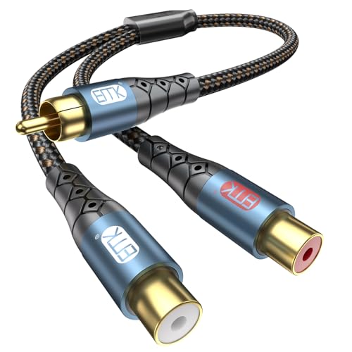 EMK RCA Splitter 1 Male to 2RCA Female Copper Shell Gold-Plated Y Adapter RCA Male to 2RCA Female Cable RCA Y Splitter Connectors Extension Cord 1ft/0.3m - size: 1ft/0.3m, style: 1Male to 2Female