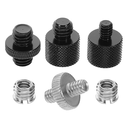 Alasum 6pcs Metal Microphone Threaded Tripod Screw Adapter Set, Mini Mic Mount Converter for Desk Mic Stand, Compatible with Professional Recording Equipment and Music Accessories