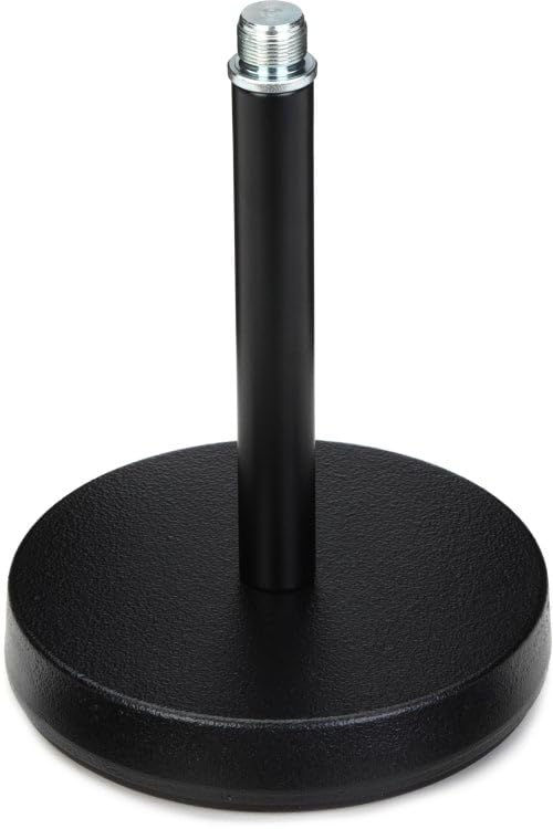 K & M 23200-500-55 Tabletop Round Base 6.89" Height Microphone Stand with Anti Vibration Ring, Black