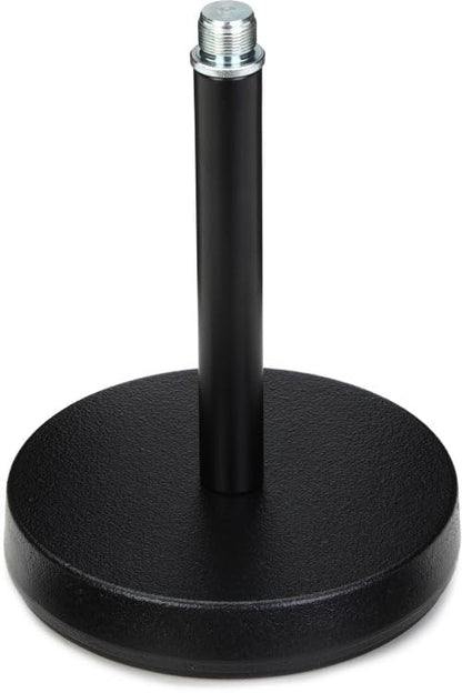 K & M 23200-500-55 Tabletop Round Base 6.89" Height Microphone Stand with Anti Vibration Ring, Black