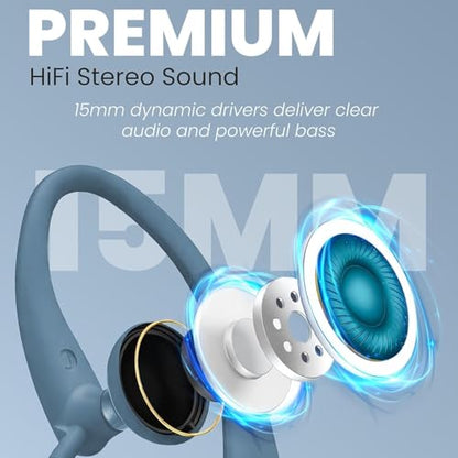 Philips USB-C Wired Earbuds with Microphone, Secure Fit Over-Ear Sport Earhooks, Deep Bass 15mm Drivers, in-Line Controls, Plug-and-Play USB-C Earphones, Wired Open Ear Headphones for Running & Gym - color: Blue, style: USB-C WITH MIC