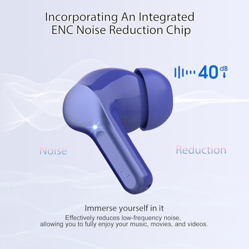 Wireless Earbuds, Bluetooth 5.4 Headphones HiFi Stereo, Bluetooth Earbuds | With ENC Noise Cancelling Mic, IP7 Waterproof in Ear Earphones, 48H, LED Display Ear Buds for Pad Phones Workout Sports, Blue - color: Blue