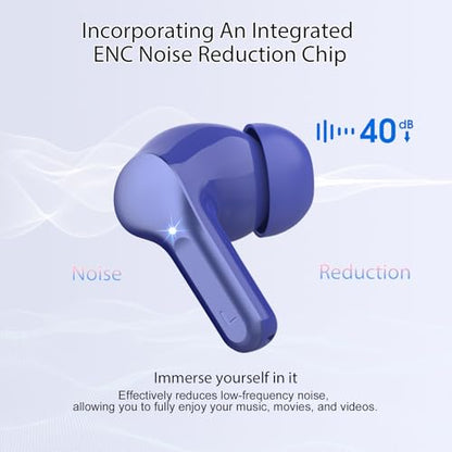 Wireless Earbuds, Bluetooth 5.4 Headphones HiFi Stereo, Bluetooth Earbuds | With ENC Noise Cancelling Mic, IP7 Waterproof in Ear Earphones, 48H, LED Display Ear Buds for Pad Phones Workout Sports, Blue - color: Blue