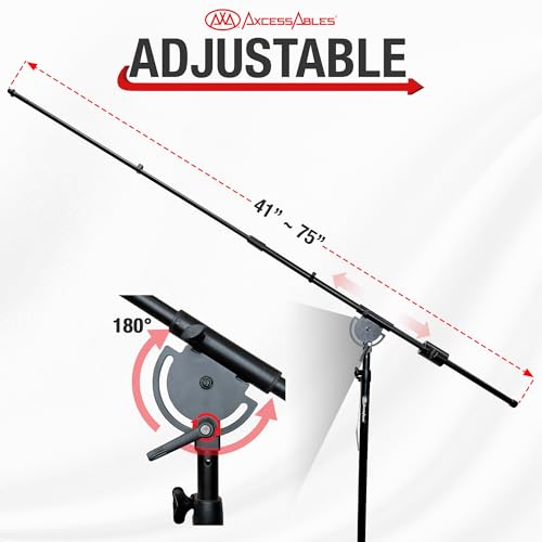 AxcessAbles AXCMB-T Heavy Duty Microphone Boom Stand with Weighted Tripod Base | 80.5-inch Height Overhead Mic Stand | 65.5-Inch Boom Arm Stand | Shotgun Video Mic Stand | All Metal Construction - size: Tripod Base