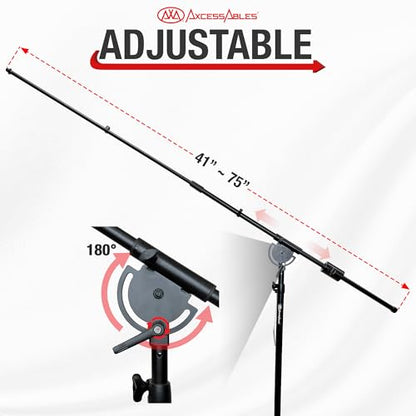 AxcessAbles AXCMB-T Heavy Duty Microphone Boom Stand with Weighted Tripod Base | 80.5-inch Height Overhead Mic Stand | 65.5-Inch Boom Arm Stand | Shotgun Video Mic Stand | All Metal Construction - size: Tripod Base