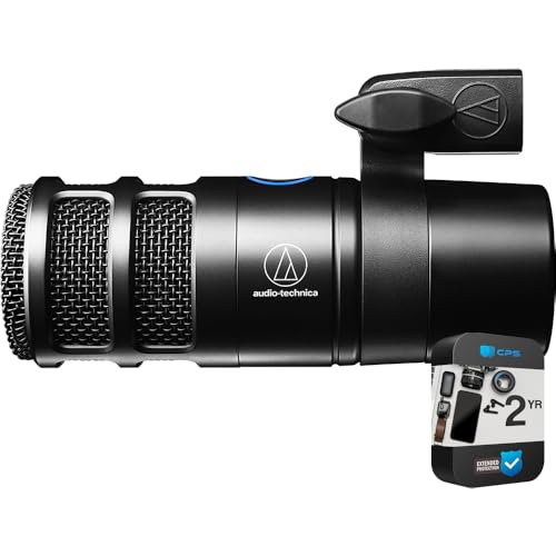 Audio-Technica AT2040USB Hypercardioid Dynamic Podcast USB Microphone, Black Bundle with 2 YR CPS Enhanced Protection Pack