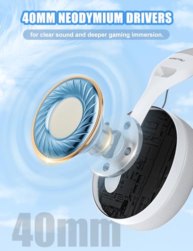 WIRWTRU Wired Gaming Headset for PS5, Xbox, Xbox Series X|S, PC, PS4 | 198g Lightweight Design, Noise Cancelling Microphone, Soft Earmuffs, 3.5mm Jack for Gaming & Work - color: White&Grey