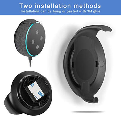 Echo Dot Wall Mount Holder for 3rd Generation, Built-in Cable Management Space-Saving Accessories for Dot(3rd Gen) Smart Speakers, with Sticking Tape and Drill Nail-Black - color: Black