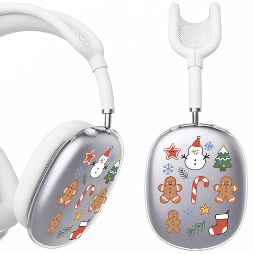 for AirPods Max Headphones Christmas Ear Covers for AirPods Max 2 | Gingerbread Man Clear Ear Cups Cover | White Silicone Ear Pad Case Headband Cover for Apple AirPods Max 2/1 (2026/2024/2020) - color: Gingerbread Man A/White
