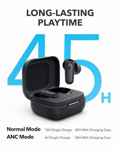 Soundcore P30i by Anker Noise Cancelling Earbuds, Hands-Free Viewing | Strong and Smart Noise Cancelling, Powerful Bass, 45H Playtime, 2-in-1 Case and Phone Stand, IP54, Bluetooth 5.4 - color: Black