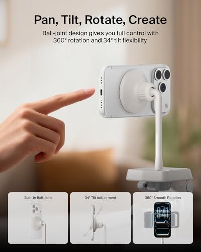 Belkin Stage Magnetic Tripod Phone Mount, MagSafe & Qi2 Compatible | 360-degree rotating holder, for iPhone 17 & 16, Android, TikTok, YouTube, streaming, influencer content - style: Magnetic Phone Holder