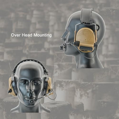 Tactical Headset Hearing Protection Sound Pickup Earmuff+U94 PTT+Detachable 7.0mm Cable for Airsoft Sports-HC5PRO(Coyote Brown) - color: Coyote Brown