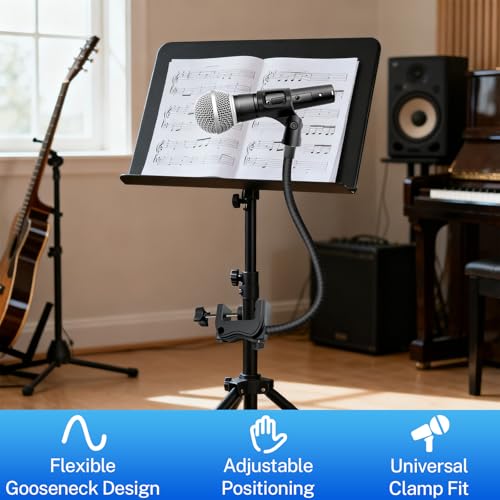 Microphone Stand, 20" Flexible Gooseneck Desktop Mic Stands Holder,3/8" to 5/8" Screw Adapter, 360 Adjustable Compact Mic Arm for Meetings, Lectures, Live Broadcast Equipment