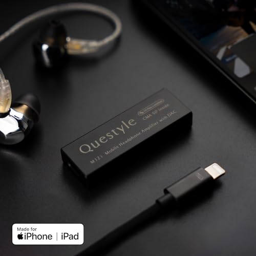 Questyle M12i HiFi Headphone Amplifier [MFi Certified] Portable USB DAC | Lossless Mini Audio Amps Supports PCM 768kHz/DSD512 with 3.5mm Outputs High Resolution for Smartphones/PC/Laptops