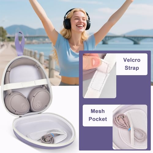 GWCASE Universal Headphone Case with Secure Strap and Cable Pocket, Purple | Fits Most Foldable Over-Ear Headphones, 7.87 x 6.8 x 0.9 in Interior, for Students, Commuters and Music Fans, Case Only - color: Purple with white zipper