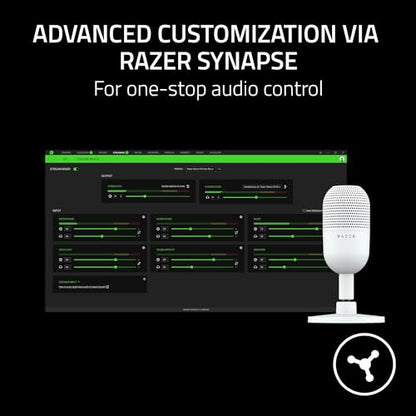 Razer Seiren V3 Mini USB Microphone: Condenser Mic-Supercardioid Pickup Pattern-Tap-to-Mute Sensor with LED Indicator-Shock Absorber-Ultra Compact-PC,Discord, OBS Studio, XSplit-White (Pack of 10) - size: Mini (Pack of 10)