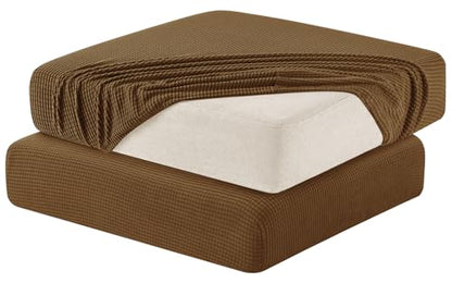 Hokway Stretch Couch Cushion Slipcovers Reversible Cushion Replacement Slipcovers Sofa Cushion Covers(Brown, 2 Pieces) - color: Brown, size: Small (2 Pieces)