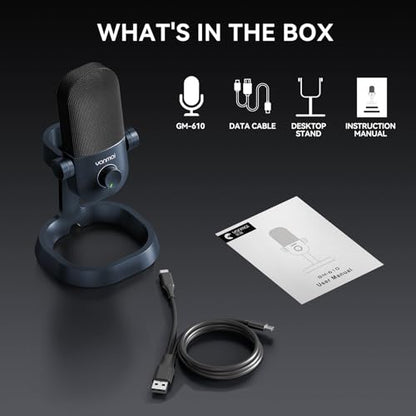 USB Microphone for PC, Plug & Play Cardioid Condenser Mic - color: DarkBlue