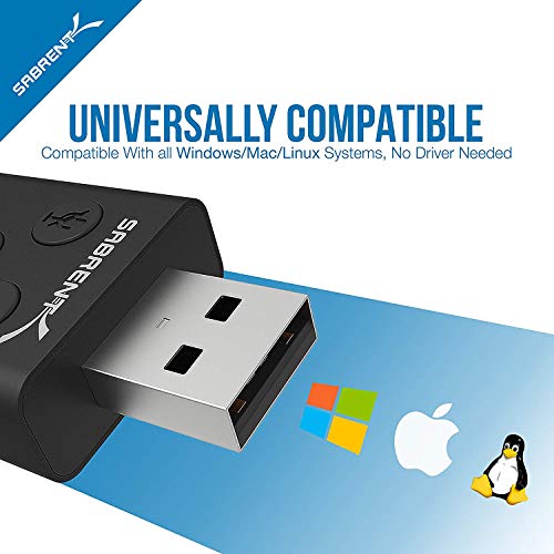 SABRENT Aluminum USB External 3D Stereo Sound Adapter for Windows and Mac. Plug and Play No Drivers Needed. [Black] (AU-DDAB) - color: Black