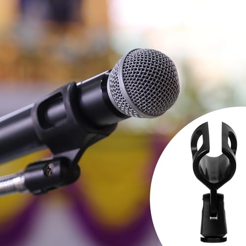 4Pcs Microphone Clip Mic Holder Adjustable Angle Flexible Rubber Handheld Wireless Mic Holders Clamp for Handheld Microphones(Inner Diameter Range 30-50mm)